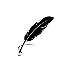 a black and white photo of a quill with a feather on it's tip