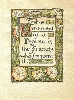 an image of a quote on paper with flowers and vines around it, which reads the commandment of a mouse is the friends who frequent it