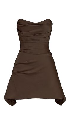 SATIN FISHBONE PLEATED STRAPLESS MINI DRESS IN BROWNFeel Beautiful and Confident with Our Satin Fishbone Pleated Strapless Mini DressAre you looking for the perfect dress that will make you stand out at any party? Look no further! Our Satin Fishbone Pleated Strapless Mini Dress in Brown is designed to make you feel attractive and confident wherever you go.Flattering DesignThe waist-in design of this dress accentuates your beautiful figure, giving you an elegant and feminine silhouette. The pleat Ranpo Cosplay, Formal Dresses Short, Beautiful Figure, Party Look, Feminine Silhouette, Plus Size Shopping, Fish Bone, Strapless Mini Dress, Cosplay Ideas