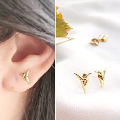 Hummingbird Earrings | Tiny Hummingbird Studs | 925 Sterling Silver | Dainty Hummingbird Jewelry | Minimalist Earrings Hummingbird Jewelry, Hummingbird Earrings, Gold Diamond Earrings Studs, Emerald Earrings Studs, Tarnished Jewelry, Tiny Earrings, Bird Earrings, Earrings Dainty, Minimal Jewelry