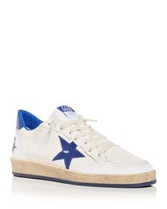 Golden Goose Men's Ball Star Low Top Sneakers White Sporty Sneakers With Star Patch, Sporty White Sneakers With Star Patch, Low Top Sneakers, Sneakers Online, Golden Goose, Sneakers White, Converse Sneaker, Low Top, White Blue