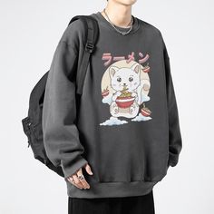 Keep your street style cool 'n' cozy with this Kawaii Ramen Eating Cat Sweatshirt! Make mealtime even more purr-fect with this adorable Kawaii Ramen Eating Cat Sweatshirt! Whether you're sipping soup or snuggling up, you'll love the comfy look and feel of this kitty-themed pullover. Who could resist that sweet face?! Meow-nificent! Sipping Soup, Kawaii Ramen, Cat Presents, White And Black Cat, Cat Themed Gifts, Knitted Cat, Cat Fashion, Cat Hoodie, Cat Sweatshirt