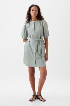 12 “Dress & Sneakers” Combos To Save For Later #refinery29 Daytime Aesthetic, Spring Wedding Guest Dress, Statement Blouse, Short Puff Sleeve, Mini Shirt Dress, Outfit Combinations, Cool Street Fashion, Australian Fashion, Aqua Green