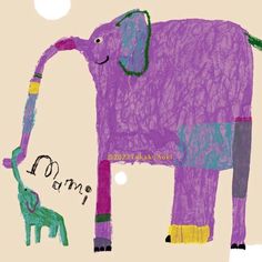 a drawing of an elephant and a dog with words written on the bottom right side