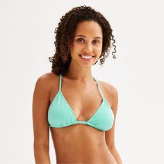 This juniors' Ninety-Nine° triangle bikini top is the perfect choice for fun in the sun.Click on this WOMEN'S GUIDE to find the perfect fit and more! This juniors' Ninety-Nine° triangle bikini top is the perfect choice for fun in the sun. Click on this WOMEN'S GUIDE to find the perfect fit and more! FEATURES Moderate coverage Drawstring closure Front lined WirelessFIT & SIZING Adjustable straps Removable cupsFABRIC & CARE Polyester, spandex Lining: polyester Hand wash Imported Size: Medium. Colo Plus Size Swim, Fun In The Sun, Swimsuit Tops, Polyester Spandex, Gender Female, Photo Ideas, The Sun, Age Group, Adjustable Straps