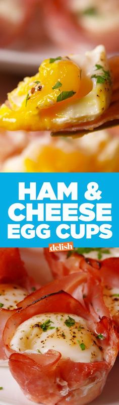 ham and cheese egg cups on a plate