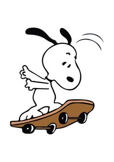 a cartoon dog riding on top of a skateboard