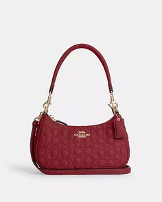 COACH® | Teri Shoulder Bag In Signature Leather Coach Teri Shoulder Bag, Trendy Purses, My Style Bags, Luxury Bags Collection, Handbag Essentials, Girly Bags, Luxury Purses, Girly Accessories, Fancy Bags