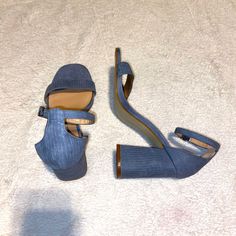 Nwt Steven Madden Chunky Heel Blue Block Heels With Stacked Open Heel, Blue Open Heel Block Heels With Stacked Heel, Blue Block Heels With Stacked Heel, Chic Denim Heels With Block Heel, Chic Denim Block Heel Shoes, Chic Denim Block Heel Heels, Chic Denim Block Heel, Blue Denim High Heel Sandals, Blue Denim Sandals With Open Heel