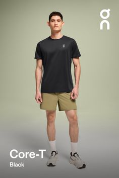 Go back to basics with this lightweight and versatile tee. Designed for the everyday runner's wardrobe | On Men's Core-T Short-Sleeve Shirt in Black, Size: Small. Lightweight, versatile, running Road Running. Performance Running | Recycled Polyester T Shorts, Back To Basics, Road Running, Sports Top, Basic Tee, Cool Things To Make, New Black, Workout Shirts, Short Sleeve Shirt