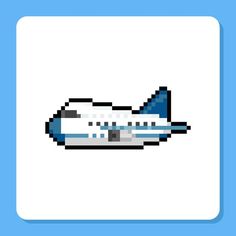 an airplane pixelated in blue and white