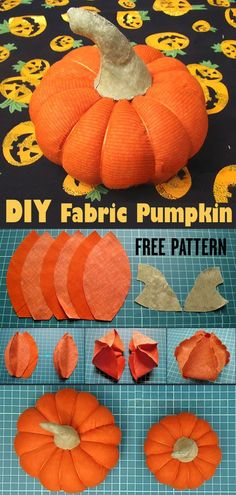 paper pumpkins are cut and placed on a cutting board with the instructions to make them