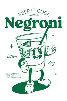 Negroni Poster, Modern Kitchen Decor, Keep It Cool, Cocktail Art, Retro Logos, Home Bar Decor, Personalised Prints, Negroni