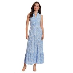 Celebrate a special occasion in style with this women's floral smocked maxi dress from London Times.Click on this WOMEN'S GUIDE to find the perfect fit and more! Celebrate a special occasion in style with this women's floral smocked maxi dress from London Times. Click on this WOMEN'S GUIDE to find the perfect fit and more! FEATURES A-line silhouette Bubble crepe, crinkled feel fabric Tiered hem Unlined Splitneck with collar SleevelessFIT & SIZING 55-in. length from shoulder to hem Fitted bodice through waist flared skirt Maxi length hits at the ankle Smocked waistbandFABRIC & CARE Polyester, spandex Machine wash and line dry Imported Size: 10. Color: Light Blue. Gender: female. Age Group: adult. Smocked Maxi Dress, Petite Size Chart, Skirt Maxi, Color Light Blue, Womens Size Chart, Flared Skirt, Blue Gender, Dress Clothes For Women, Fitted Bodice