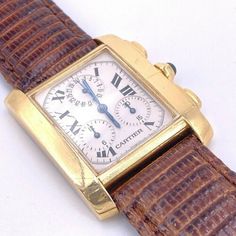 Cartier Tank Francaise, Tank Watch, Cartier Tank, White Band, Gold Case, Dream Jewelry, Roman Numerals, Vintage Watches, Gold Watch