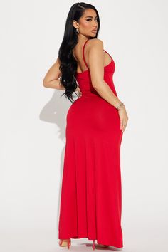 Available In Brown, Red, Purple, Blue, And Black. Maxi Dress A-Line Adjustable Spaghetti Straps V-Neckline Dress Length = 56'' 96% Polyester 4% Spandex Imported | Marla Maxi Dress in Red size Medium by Fashion Nova Red Stretch V-neck Maxi Dress, Red Stretch Maxi Dress With V-neck, Ribbed Maxi Dress, Dresses Fashion Nova, Dresses Royal, Dress A Line, Promotional Events, Fashion Nova Dresses, Jean Top