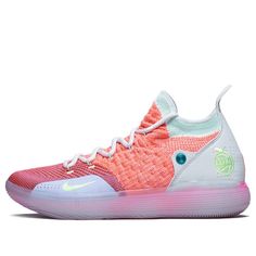 Nike Zoom KD 11 EYBL Hot Punch/Pure Platinum-Twilight Pulse-Lime Blast Basketball Shoes/Sneakers Vb Shoes, Pink Basketball Shoes, Bb Shoes, Volleyball Sneakers, Best Volleyball Shoes, Kevin Durant Shoes, Girls Basketball Shoes, Sporty Shoes, Best Basketball Shoes