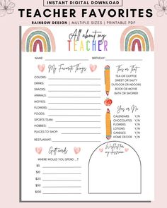 teacher's day printables for teachers to use on their school supplies and crafts