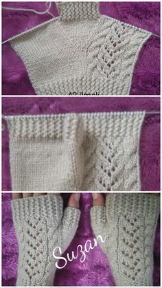 three pictures showing the different ways to crochet sweaters and mittens, with text overlay that says sugar