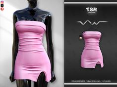 a female mannequin with a pink dress on it's torso and an advertisement for tsr clothing