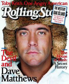 the cover of rolling stone magazine with a man wearing a fur hat on his head