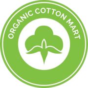 the organic cotton market logo is shown in green, with an image of a leaf on it