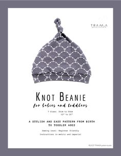 the knot beanie for babies and toddlers is shown in grey with white dots