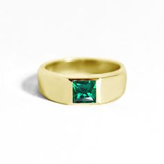 Emerald Ring For Men, Emerald Signet Ring, Mens Engagement Rings, Wide Engagement Ring, Mens Diamond Band, Clay Ring, Wedding Ring Styles, Man Ring, Wedding Day Jewelry