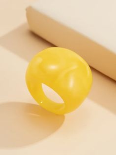 Geometric Elegance: Original Solid Color Resin Rings - Stylish Accessories Yellow Adjustable Open Ring Jewelry, Adjustable Yellow Open Ring Jewelry, Yellow Adjustable Open Ring, Modern Yellow Ring Jewelry, Adjustable Yellow Open Ring, Yellow Rings For Summer Gift, Spring Yellow Round Jewelry, Trendy Yellow Ring As Gift, Resin Rings