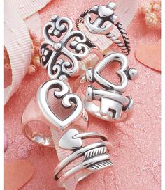 James Avery Sterling Silver Adorned Hearts Ring | Dillards James Avery Heart Ring, James Avery Charm Bracelet, James Avery Bracelet, Chrome Hearts Ring, Pandora Bracelet Charms Ideas, Xoxo Jewelry, James Avery Rings, Unique Sterling Silver Jewelry, James Avery Charms