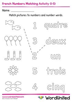 french numbers matching activity for kids to learn how to read and write the number names