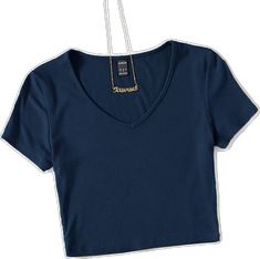 Trendy Navy V-neck Top, Spring Navy Ribbed Top, Spring Ribbed Navy Tops, Navy Ribbed Tops For Spring, Navy Ribbed Cotton Top, Navy Stretch V-neck Top, Trendy Blue Ribbed T-shirt, Basic Blue Ribbed T-shirt, Navy Short Sleeve Tops For Fall