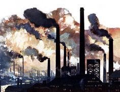 Factory Illustration, Industrial Art, World Cultures, Gallery Frame, Art Plastique, Nature Scenes, Sheffield, Art Classes, Pollution