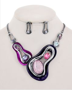 Gorgeous statement pieces great for special occasions or casual work attire. These will set off any outfit you wear! Elegant Multicolor Cabochon Necklaces, Multicolor Dangle Costume Jewelry Sets, Whimsical Multicolor Dangle Necklaces, Luxury Multicolor Statement Necklaces, Necklace And Earring Sets, Purple Statement Necklace, Casual Work Attire, Earring Sets, Color Ways