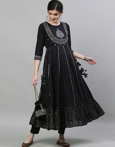 Designer Festive Wear Fancy Anarkali Kurti Processing Time : 10-15 Business Days Work : Embroidery Work Fabric:Top : Cotton Bottom : NA Dupatta : NA Color:Top : Black Bottom : NA Dupatta : NA Black Straight Kurta Anarkali Set With Cutdana, Black Cutdana Anarkali Set With Straight Kurta, Black Cutdana Churidar For Navratri, Navratri Black Churidar With Cutdana, Navratri Black Cutdana Churidar, Black Cotton Sets With Mirror Work, Black Anarkali Dress With Cutdana Work, Anarkali Kurta With Zari Work Ankle-length, Black Embroidered Churidar For Navratri