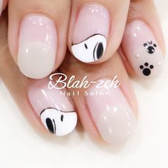 Snoopy Nails, Unghie Nail Art, Halloween Acrylic Nails, Super Cute Nails, Hello Nails, Cute Simple Nails, Cute Nails For Fall, Nail Art For Beginners, Simple Gel Nails