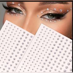 1 Pack Free Of Face Art Tattoos, Perfect For A Night Out Or Halloween. Diy Music Festival, Facial Gems, Diy Y2k, Prom Eyes, Gem Makeup, Face Rhinestones, Y2k Makeup, Eye Makeup Cosmetics, Makeup Stickers