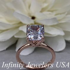 Elongated cushion cut engagement ring 3.60 ct 14k rose gold | Etsy Solitaire Asscher Cut Jewelry For Promise, Radiant Cut Moissanite Jewelry For Anniversary, 14k Gold Solitaire Ring With Radiant Cut, Anniversary Sapphire Ring With Radiant Cut And Prong Setting, Anniversary Asscher Cut Ring With Prong Setting, Radiant Cut Solitaire Sapphire Promise Ring, Vs Clarity Princess Cut Promise Ring, Radiant Cut Sapphire Ring With Diamond Cut For Wedding, Asscher Cut Ring With Prong Setting For Anniversary