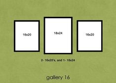 three square frames are shown with the measurements for each one in front of them, and two