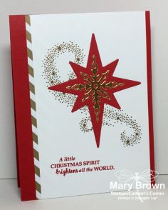 a christmas card with a red star on it