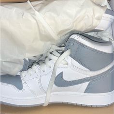 Nike , 6.5 Youth , Grey & White Never Worn White Nike Jordan High-top Shoes, White High-top Nike Jordan Shoes, Nike Jordan Shoes In Gray With Round Toe, Nike Jordan Shoes White With Laces, Nike Jordan High-top Shoes In Gray, Air Jordan Retro 13, Nike Shoes Air, Jordan Basketball Shoes, Jordan 11 Retro Low