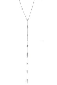 STEFERE-Diamond Y Drop Necklace-WHITE GOLD Luxury White Gold Sterling Silver Lariat Necklace, Luxury White Gold Long Drop Jewelry, Luxury White Necklace With Detachable Pendant, Luxury White Gold Drop Necklaces, Luxury Diamond White Drop Diamond Necklace, Luxury White Gold Lariat Necklace With Long Drop, Elegant White Gold Drop Necklace With Brilliant Cut, White Gold Brilliant Cut Drop Necklace, Luxury White Gold Long Drop Lariat Necklace