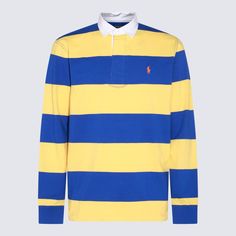 _, 100% Cotton Long Sleeve Blue Polo Shirt For Spring, Blue Long Sleeve Polo Shirt For Spring, Rugby Vintage, Designer Ralph Lauren, Ralph Lauren Logo, Cotton Polo Shirt, Top Designer Brands, Yellow And Blue, Equestrian Style