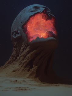 an image of a volcano in the sky with lava coming out of it's mouth