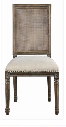 an upholstered chair with a beige seat