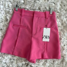 Zara High Waisted Pink Shorts Zara Hot Pink Shorts Brand New Size Xs The Cutest Ever, Sadly Didn’t Fit Hot Pink Shorts, Zara Shorts, Zara Pants, Pink Shorts, High Waisted Shorts, The Cutest, Hot Pink, Zara, High Waisted