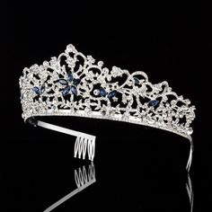 S/Montana Tiara  H2.25W5.5"" Wedding Tiara Sapphire, Light Blue Tiara, Sapphire Wave Tiara, Blue Diamond Tiara, Topaz Tiara, Tiaras And Crowns, Montana, Tiara, Crown