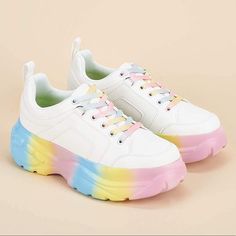 Material : Pu Upper + Rubber Outsole Heel Measurement: Heel Measures Approximately 2.36 ". Height Of The Toe Approximately 1.77 " Platform Sole Make You Taller ,Chunky Sneaker Instead Of Hign Heels ,More Comfortable Vegan Vans Shoes Old Skool, Rainbow Vans, Tennis Shoes White, Holographic Iridescent, Low Top Converse, Rare Sneakers, Floral Sneakers, Dad Fashion, Fashion Footwear