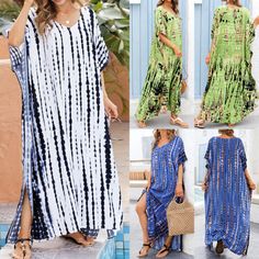 Top Rated Oversized Kaftan Kimono Beach Dress Cover UP Maxi Dress Beachwear Boho Holiday, Women's Dresses Tropical Printed Sundress For Vacation, Casual Long Printed Cover-up, Casual Printed Dresses For Beach Party, Printed Maxi Dress For Vacation Day Out, Printed Dresses For Holiday Beach Season, Tropical Printed Sundress For The Beach, Tropical Printed Sundress For Beach, Printed Summer Beach Dress For Day Out, Green Dress For Holiday Vacation