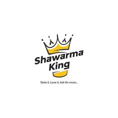 the logo for shawama king tea is shown in black and yellow on a white background